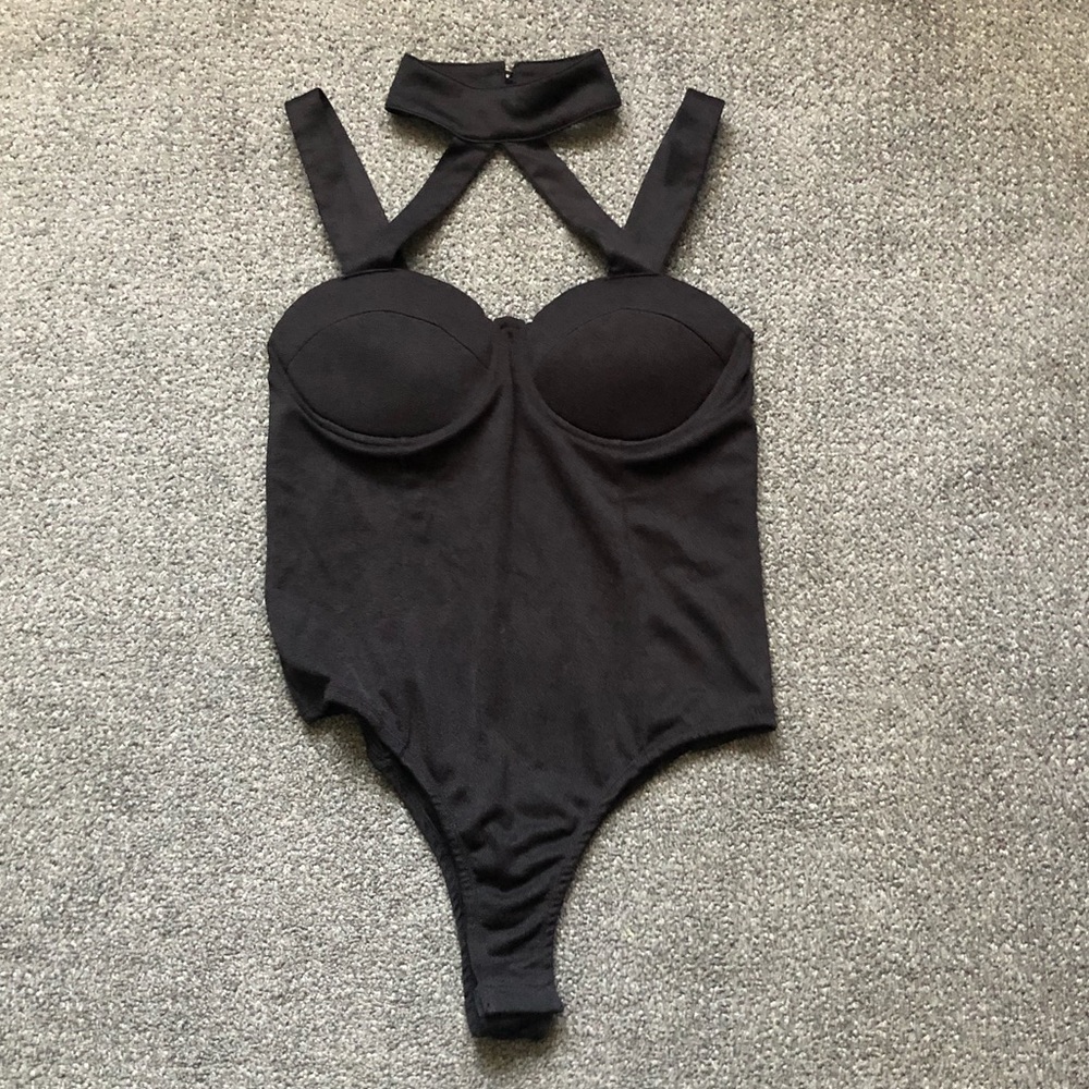 Fashion nova black cutout choker bodysuit